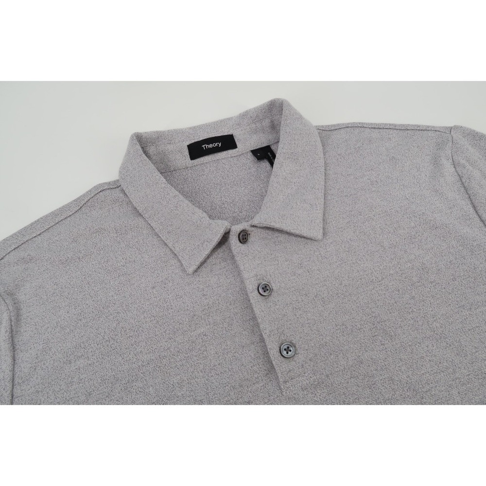Theory Polo Shirt Mens Large Gray Bron C Anemone Milano Short Sleeve